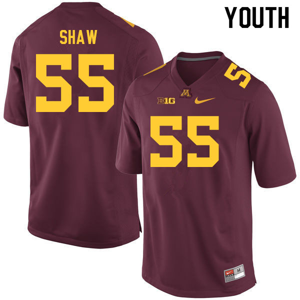 Youth #55 Karter Shaw Minnesota Golden Gophers College Football Jerseys Sale-Maroon